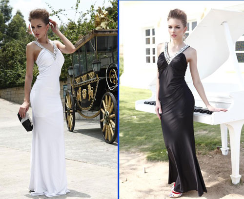 Lange schwarze Kleider für Anlässe-Weißes, enganliegendes Kleid